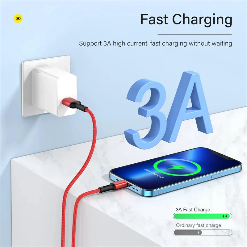Câble de Charge Rapide iPhone – 3A, 2m/3m