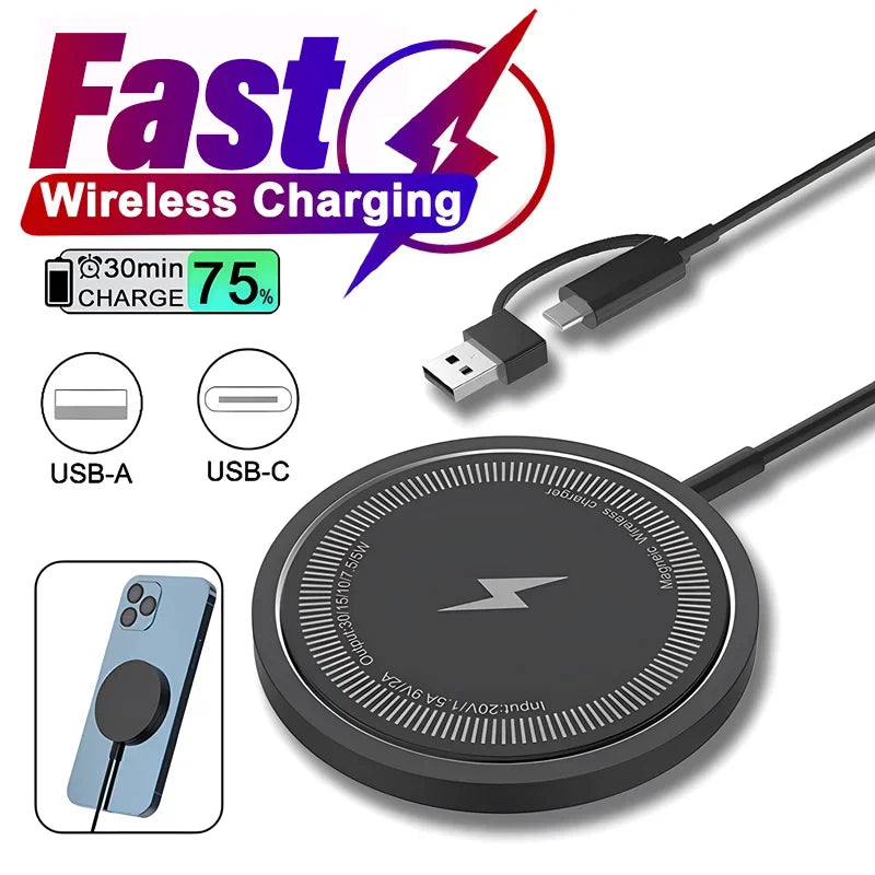 Chargeur Sans Fil Magnétique USB MagSafe pour iPhone 15/14/13/12 – Station de Charge Rapide