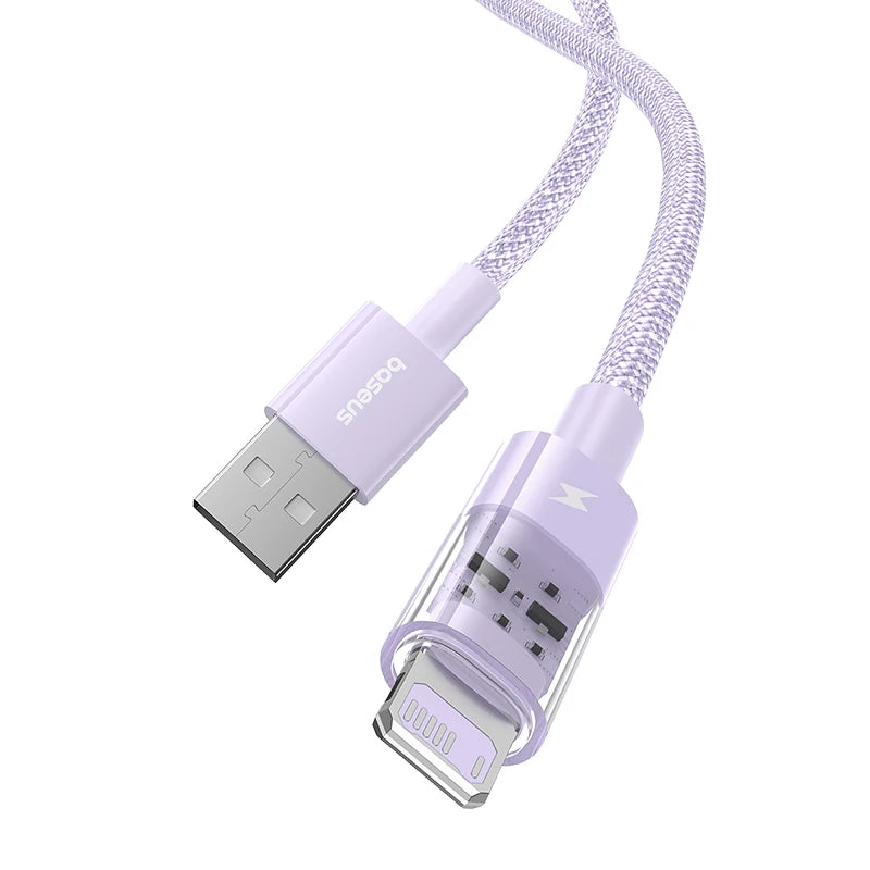 Câble Charge Rapide iPhone – USB 2.4A, Design Transparent