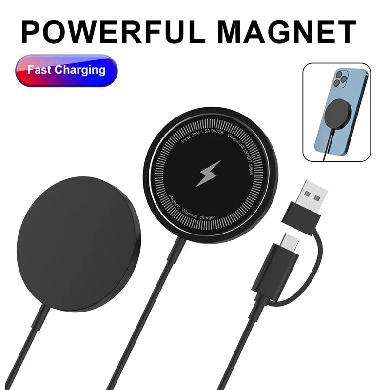 Chargeur Sans Fil Magnétique USB MagSafe pour iPhone 15/14/13/12 – Station de Charge Rapide