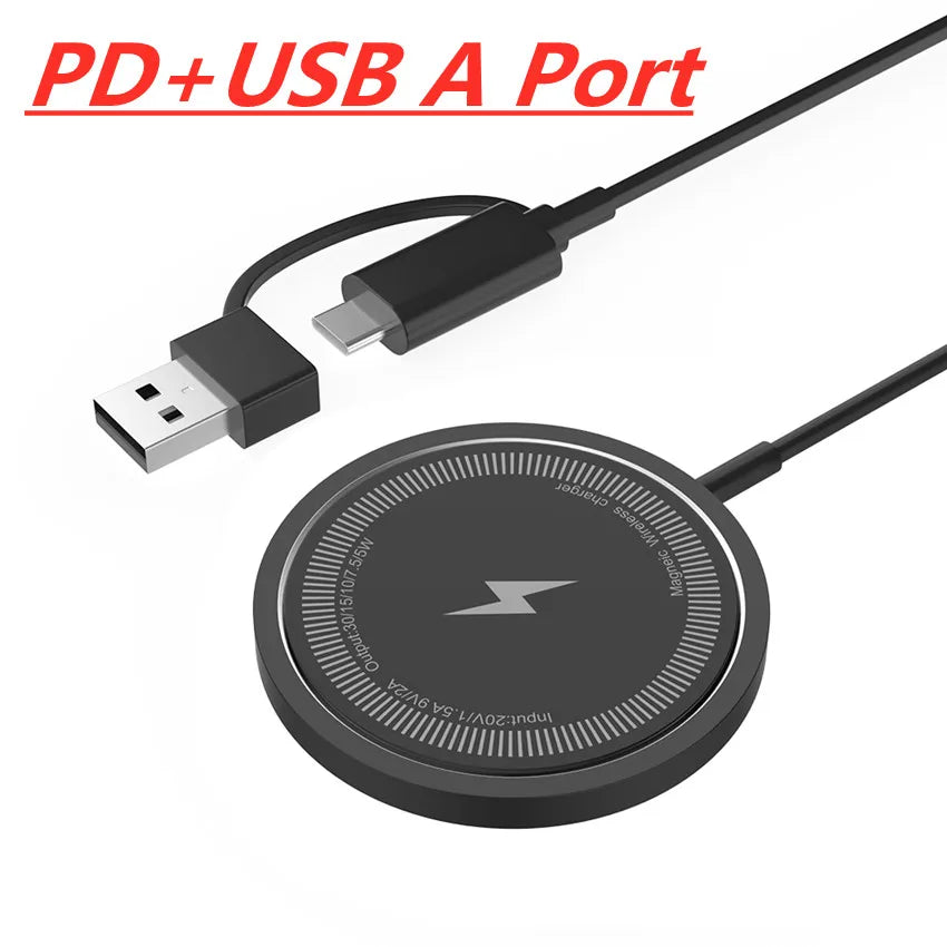 Chargeur Sans Fil Magnétique USB MagSafe pour iPhone 15/14/13/12 – Station de Charge Rapide