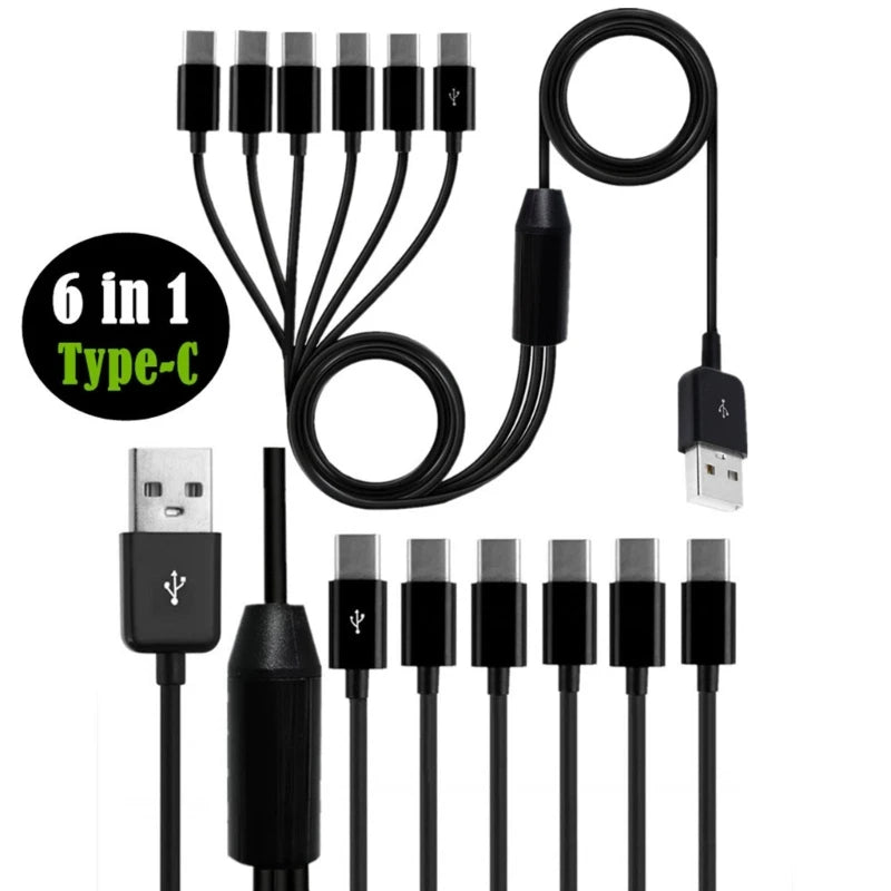 Câble USB 6-en-1 Type-C – Charge Rapide + Transfert de Données