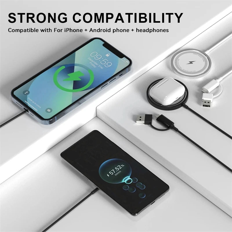 Chargeur Sans Fil Magnétique USB MagSafe pour iPhone 15/14/13/12 – Station de Charge Rapide