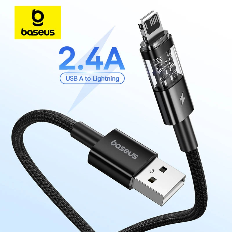 Câble Charge Rapide iPhone – USB 2.4A, Design Transparent