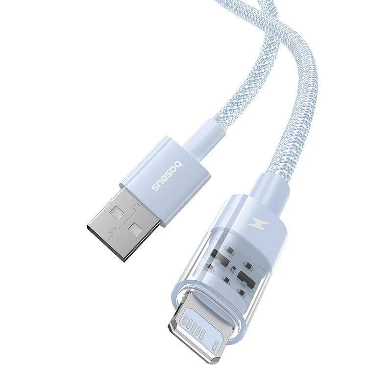 Câble Charge Rapide iPhone – USB 2.4A, Design Transparent