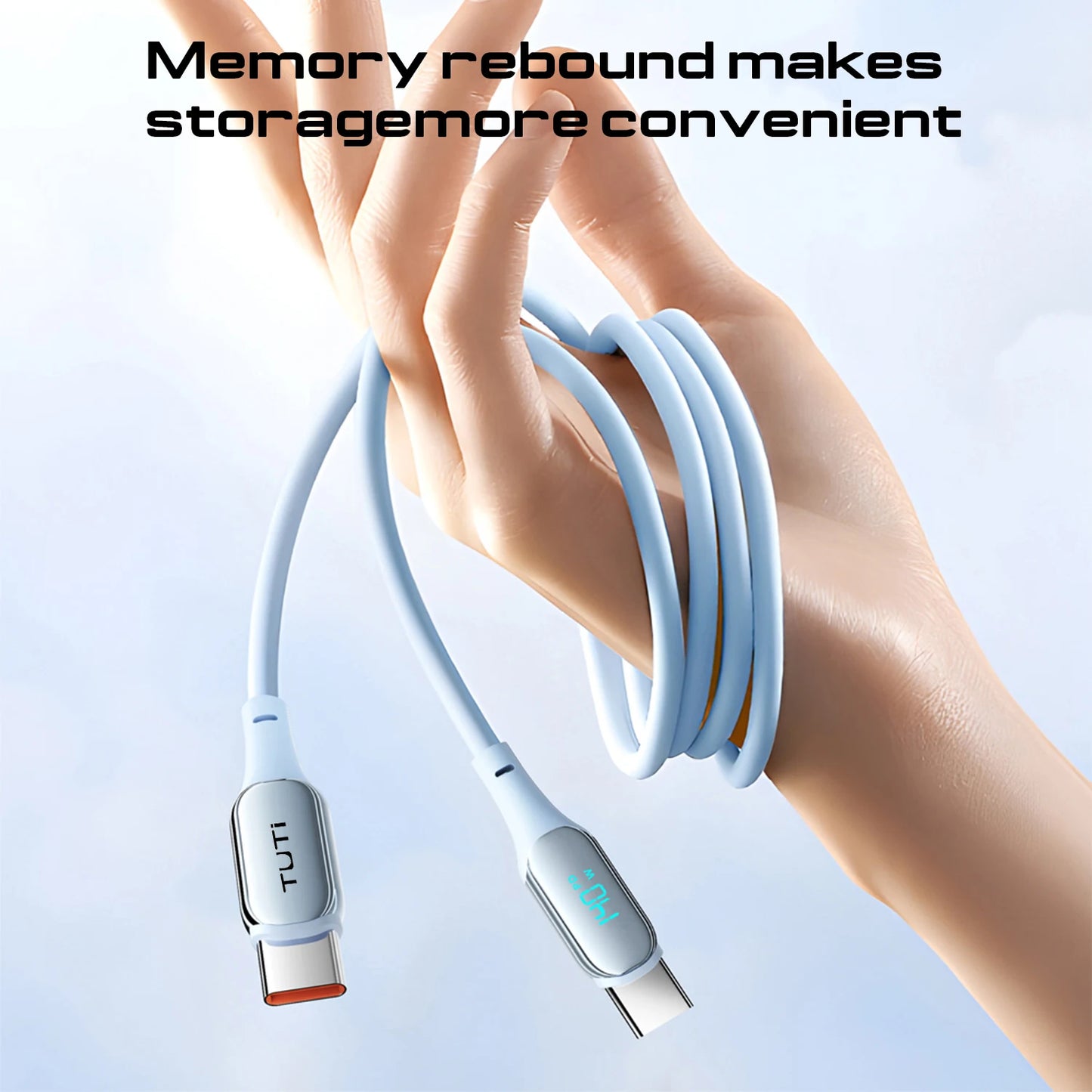 Câble USB-C 140W – Charge Ultra-Rapide, Écran LED, Silicone Souple