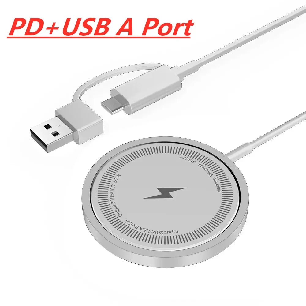 Chargeur Sans Fil Magnétique USB MagSafe pour iPhone 15/14/13/12 – Station de Charge Rapide