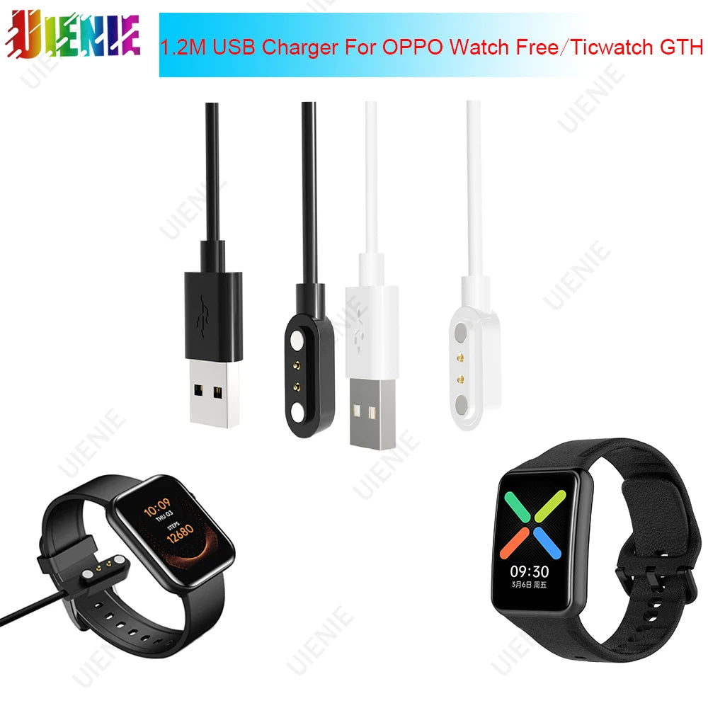 Chargeur USB 1.2M pour Montre Connectée – Câble de Recharge Rapide pour OPPO Watch Free / Ticwatch GTH – Accessoire Sport Smartwatch