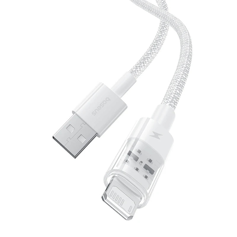 Câble Charge Rapide iPhone – USB 2.4A, Design Transparent