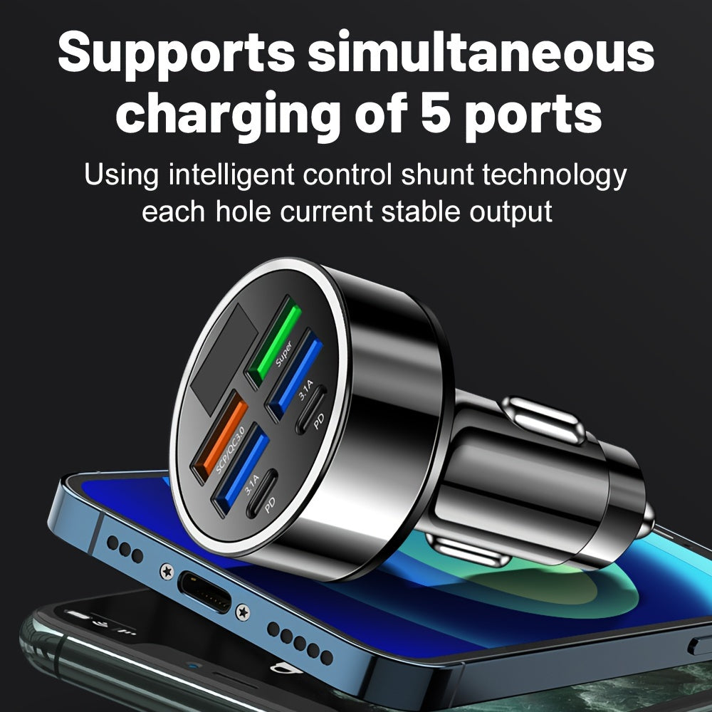 Chargeur Voiture 6 Ports – USB & USB-C, 40W, Charge Rapide