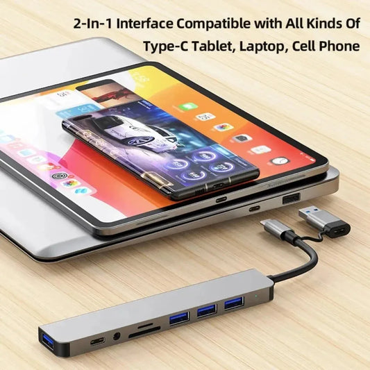 Hub USB 7-en-1 – Ports USB-C, USB 3.0, USB 2.0, Boîtier Aluminium