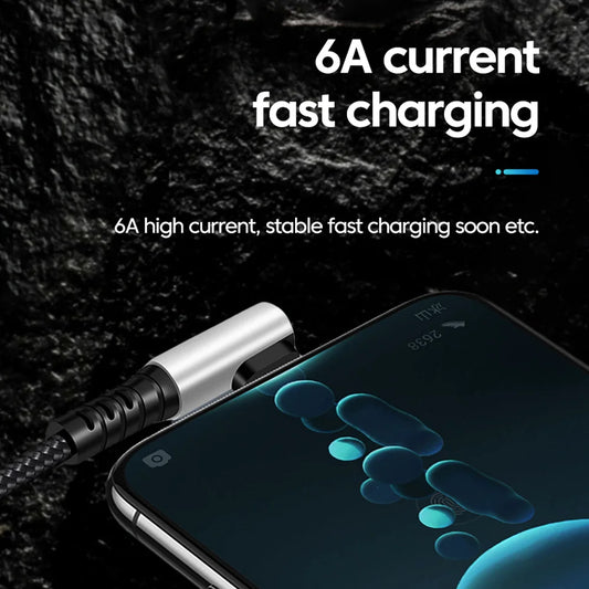 Câble Coudé 90° 6A Charge Rapide – USB A vers Type-C