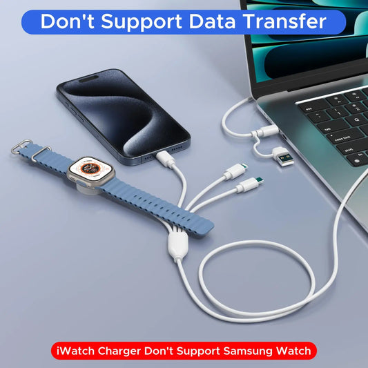 Câble de Charge 4-en-2 Multi-USB pour iPhone & Apple Watch – USB-C & Lightning