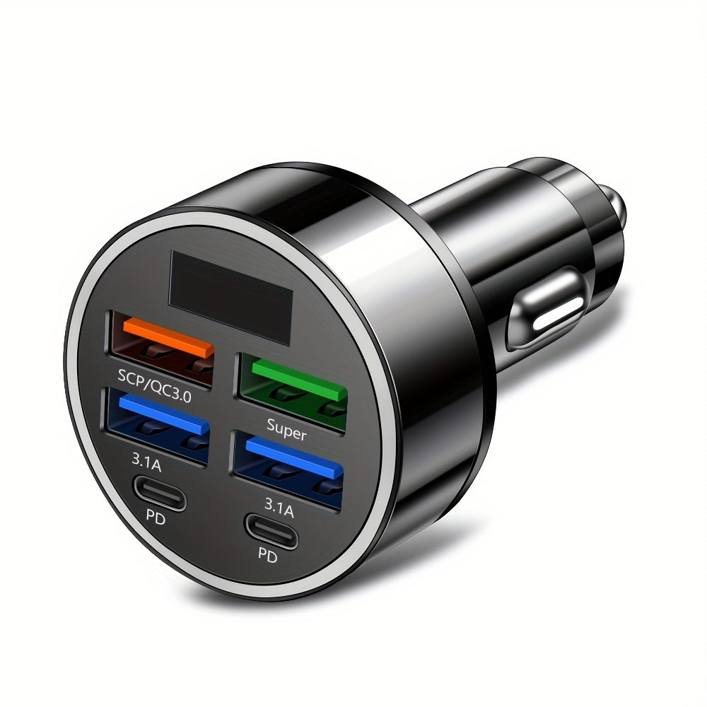 Chargeur Voiture 6 Ports – USB & USB-C, 40W, Charge Rapide